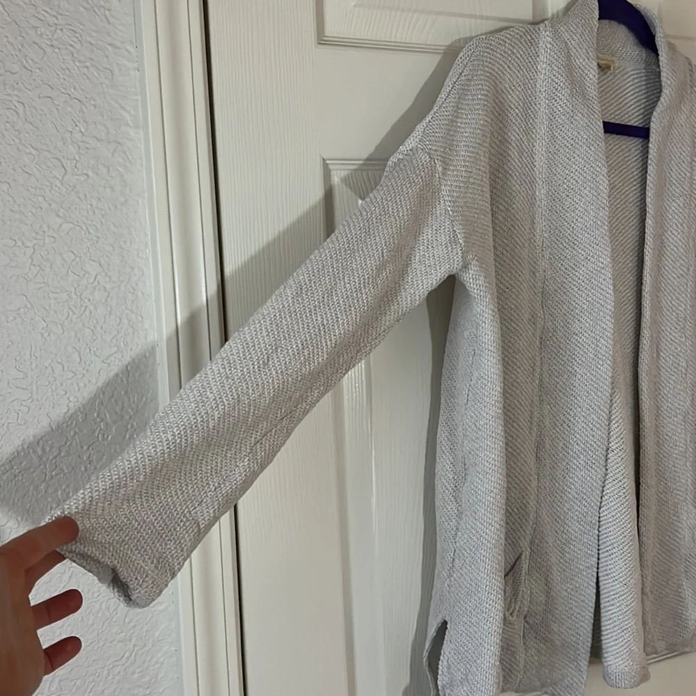 Eileen Fisher 100%‎ Organic Cotton Knit Open Cardigan Light Gray, Sz XS TP